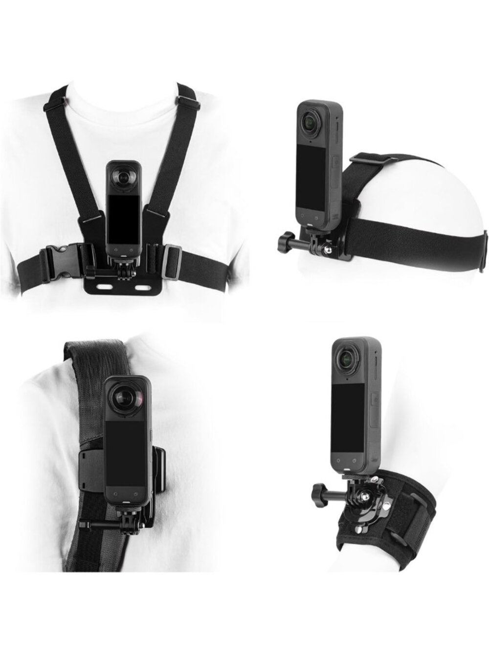 360° Rotating Accessory Kit for Insta 360 Cameras - Chest Mount, Head Strap
